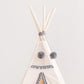 MINICAMP Kids Teepee in Off-White With Grey PomPoms