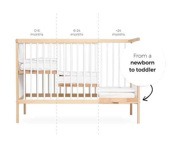 moKee Mini Cot Bed - White Beech