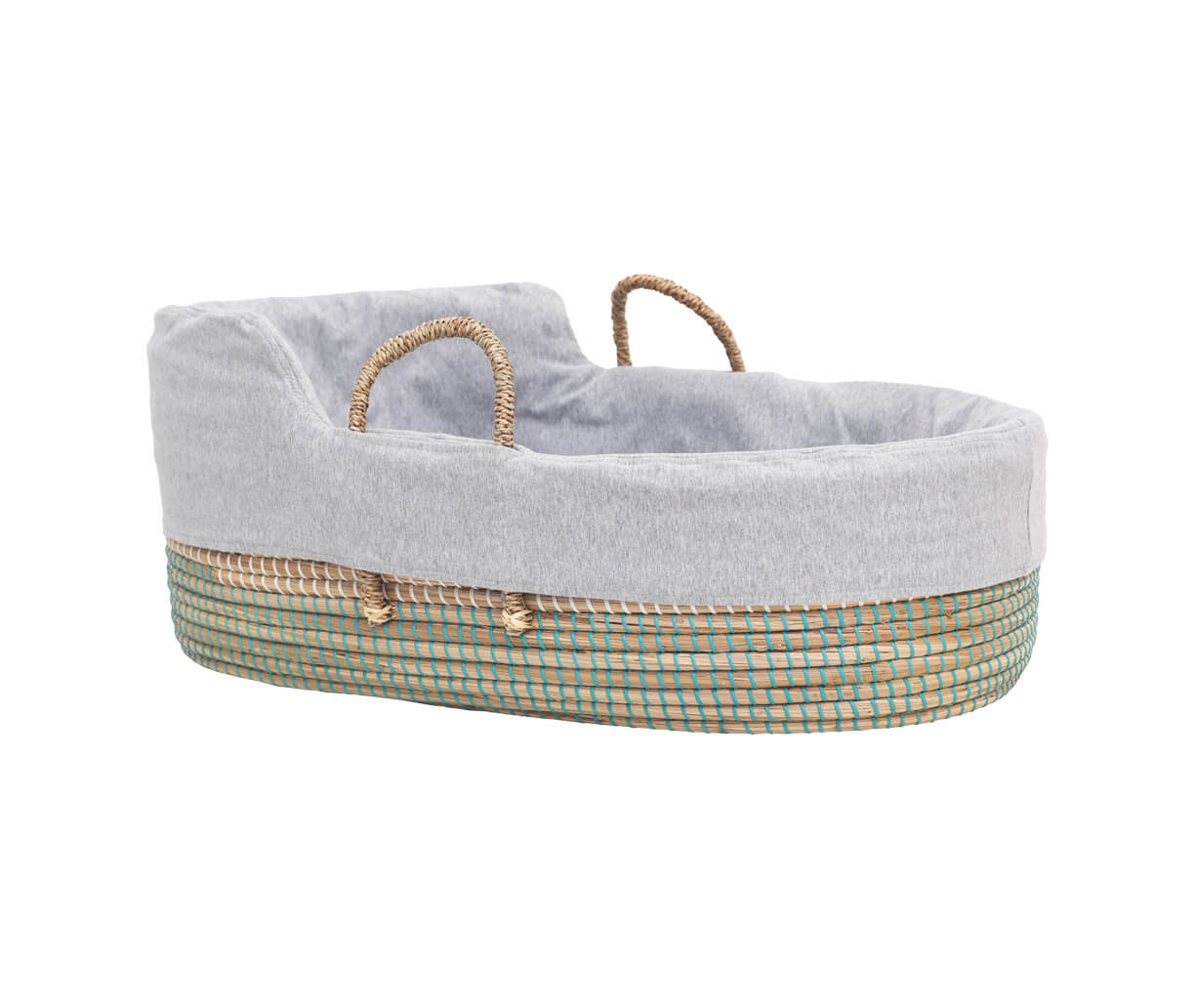 moKee Natural Seagrass Moses Basket with Stand - Green