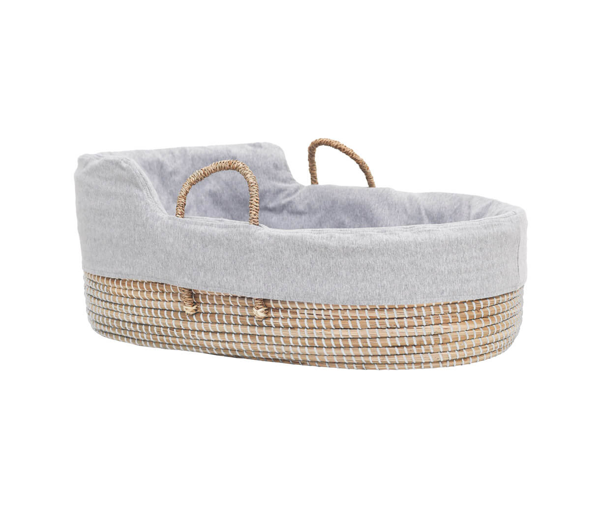 moKee Natural Seagrass Moses Basket with Stand - Green